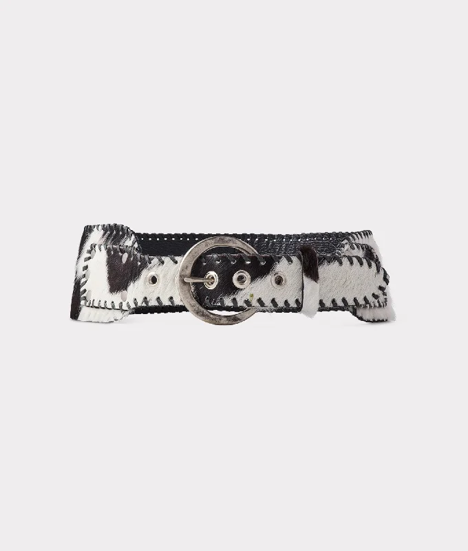 Slim nylon floral belt-Cowhide Belt :: Black/White