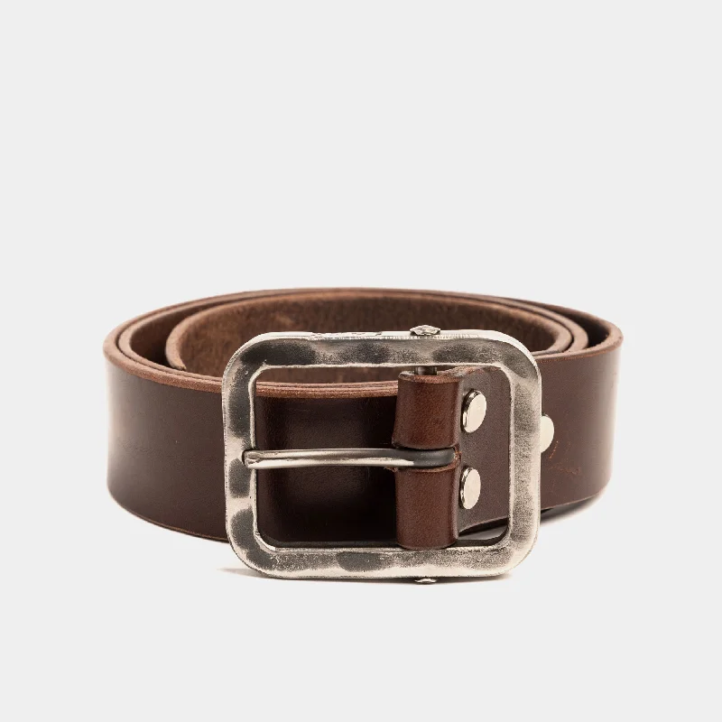 Wide leather snakeskin belt-CROMWELL / BROWN