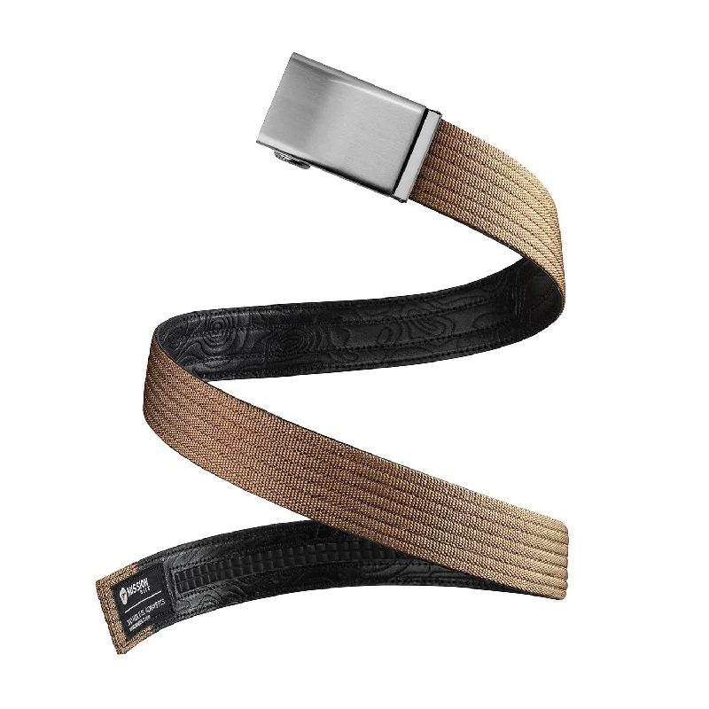 Modern silver leather belt-40mm DELTA Tan