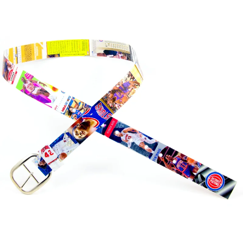 Rustic tan fabric buckle-Detroit Pistons Basketball Card Belt