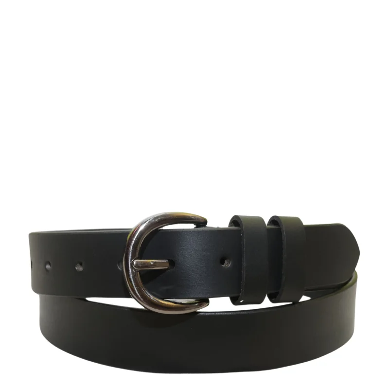 Modern stainless steel buckle belt-Double Loop Leather Belt  1.5" Wide