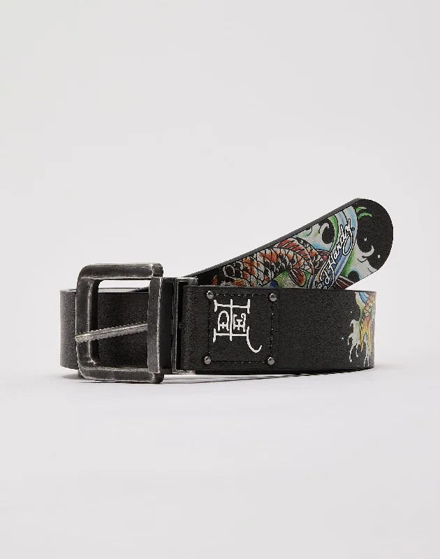 Contemporary woven nylon belt-Ed Hardy Koi Fish Belt