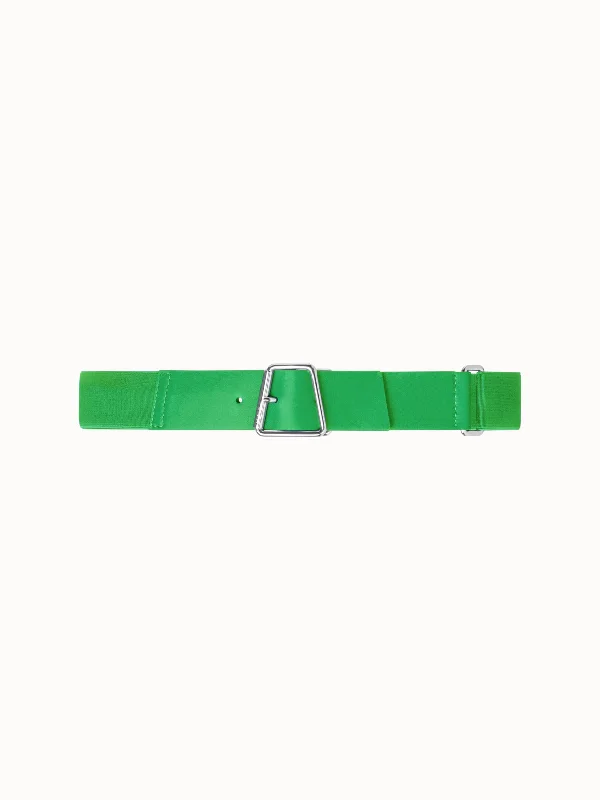 Slim nylon braided belt-Elastic Belt with Leather Closure and Trapezoid Buckle