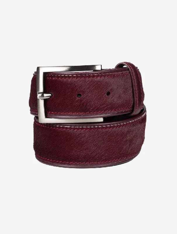 Elegant gold leather belt-Pony Hair Belt Aubergine