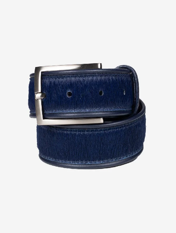 Handcrafted corduroy gray belt-Pony Hair Belt Navy