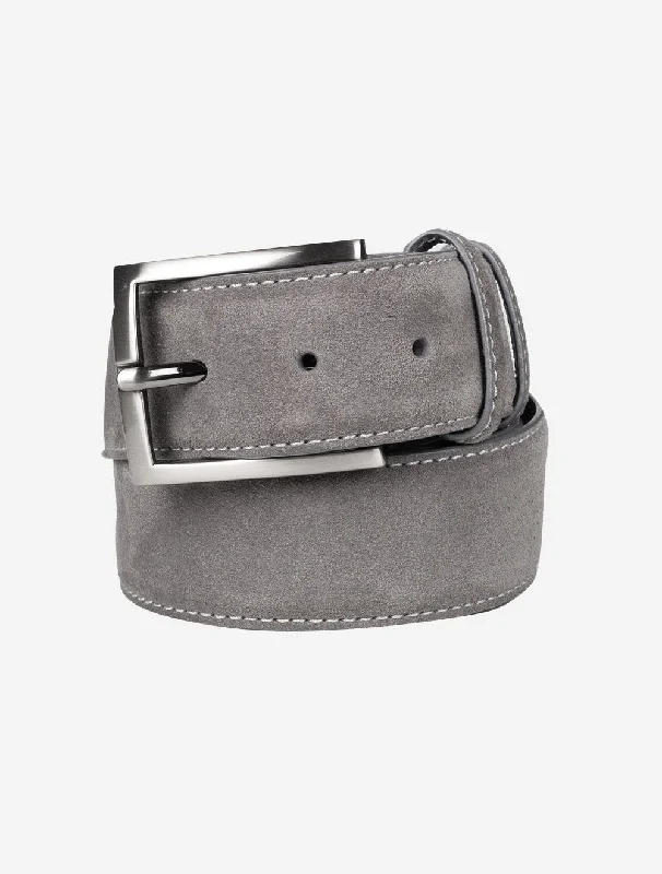 Elegant navy suede buckle-Suede Belt Grey