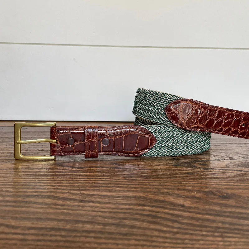 Contemporary elastic nylon belt-The Stretch Belt, Green & White