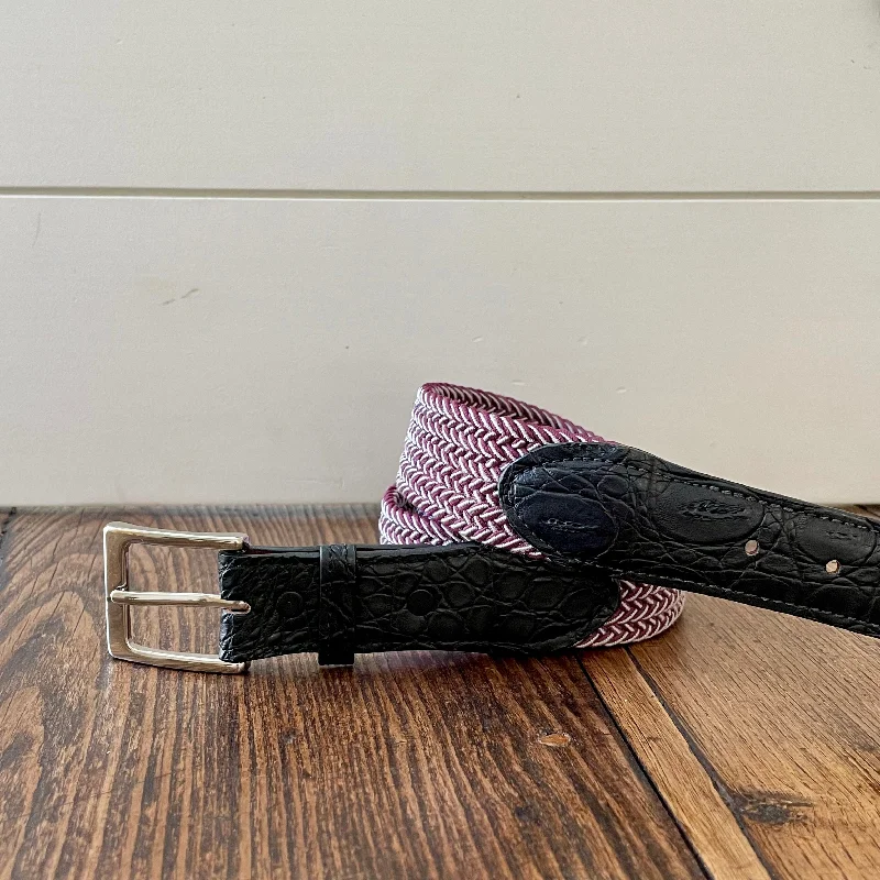 Contemporary stretch suede belt-The Stretch Belt, Merlot & White