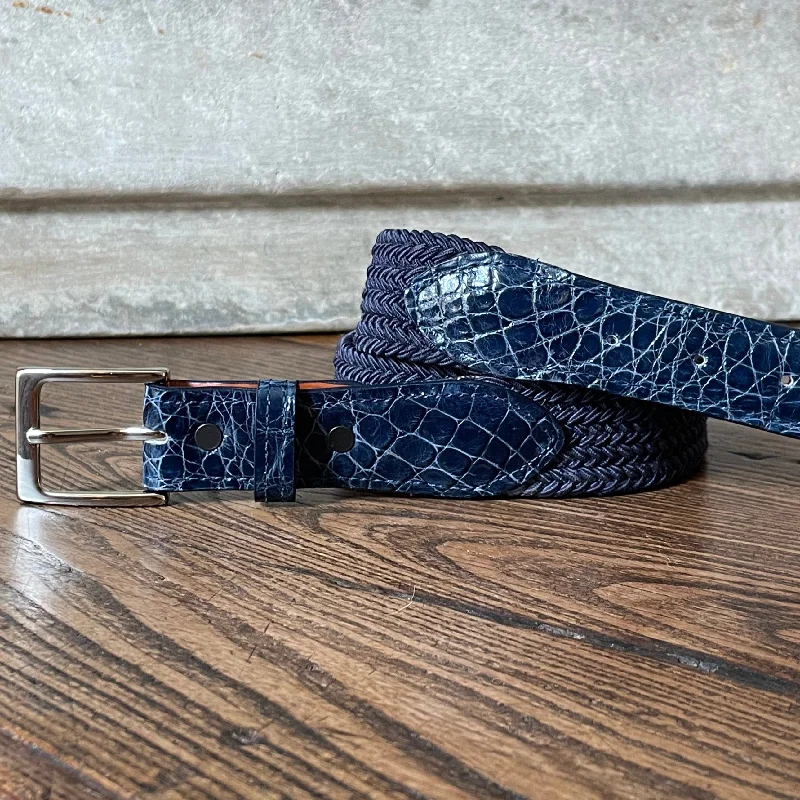 Vintage cotton braided belt-The Stretch Belt, Navy