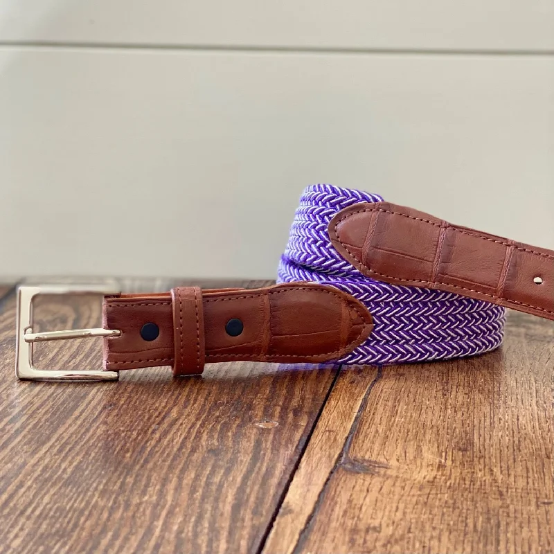 Unique double buckle belt-The Stretch Belt, Purple & White