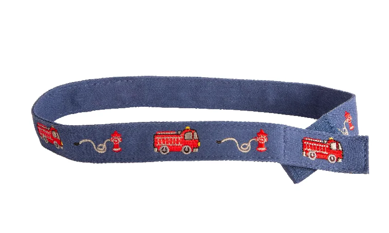 Handmade corduroy brown belt-MYSELF BELTS - Firetruck Print Easy Velcro Belt For Toddlers/Kids