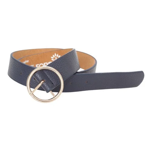 Contemporary elastic woven belt-Forest Womens/Ladies Circle Buckle Leather Belt