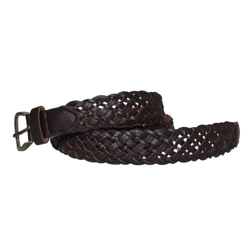 Slim canvas striped belt-Forest Womens/Ladies Plait Leather Belt