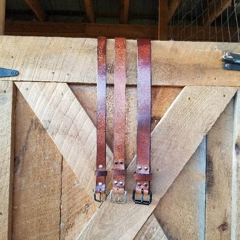 Handmade leather striped belt-Buffalo Leather Belt "Antique Brown"