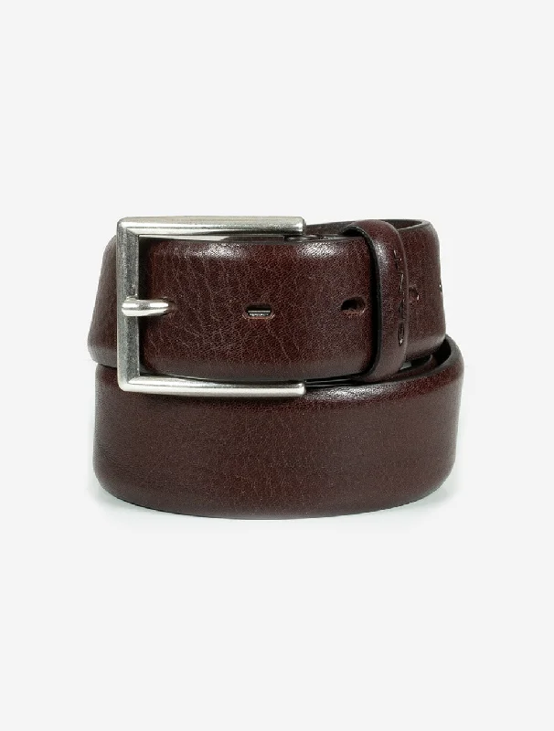 Slim nylon studded belt-Classic Leather Belt Rich Brown