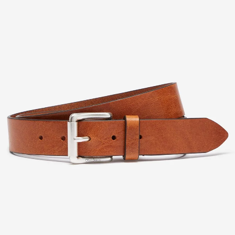 Wide canvas snakeskin belt-Garda Cognac