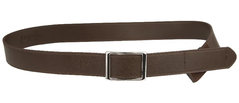 Rustic tan suede buckle-MYSELF BELTS -  Genuine Leather Easy Velcro Belt with Faux Buckle - BLACK/BROWN