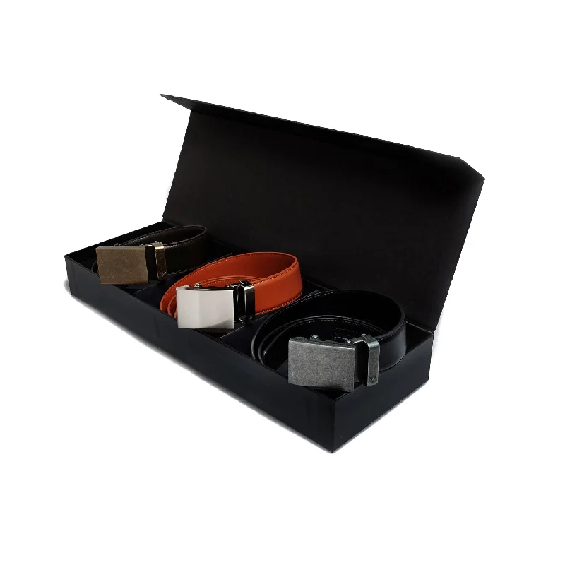 Contemporary woven leather belt-Premium Gift Box - 40mm Metals