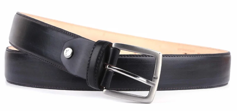 Wide canvas studded belt-Leather Belt Grey