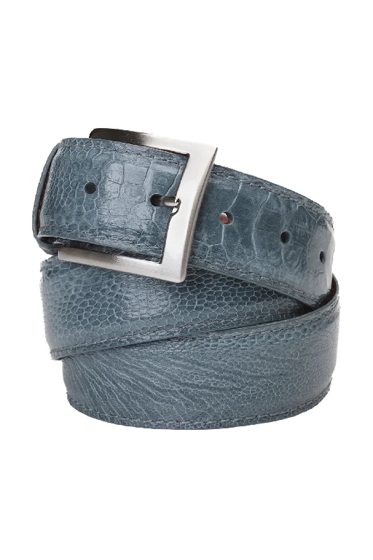 Modern black patent belt-Grey Ostrich Shin Belt