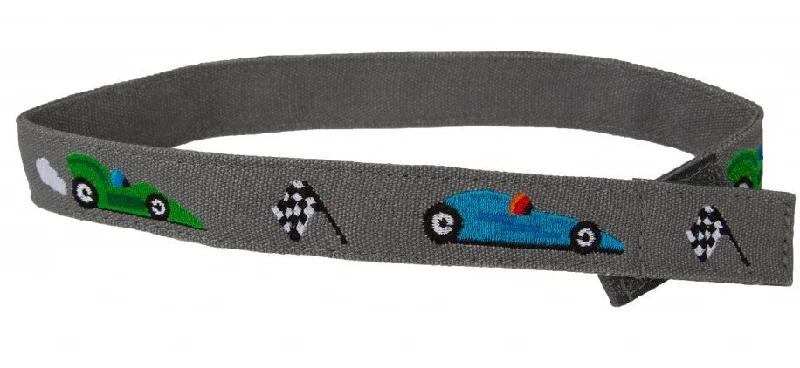 Modern silver leather belt-MYSELF BELTS - Race Car Print Easy Velcro Belt For Toddlers/Kids