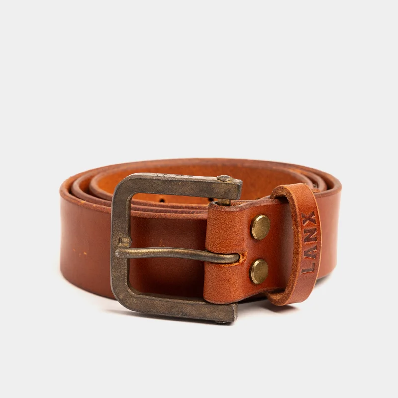 Rustic tan suede belt-HODDER / TAN