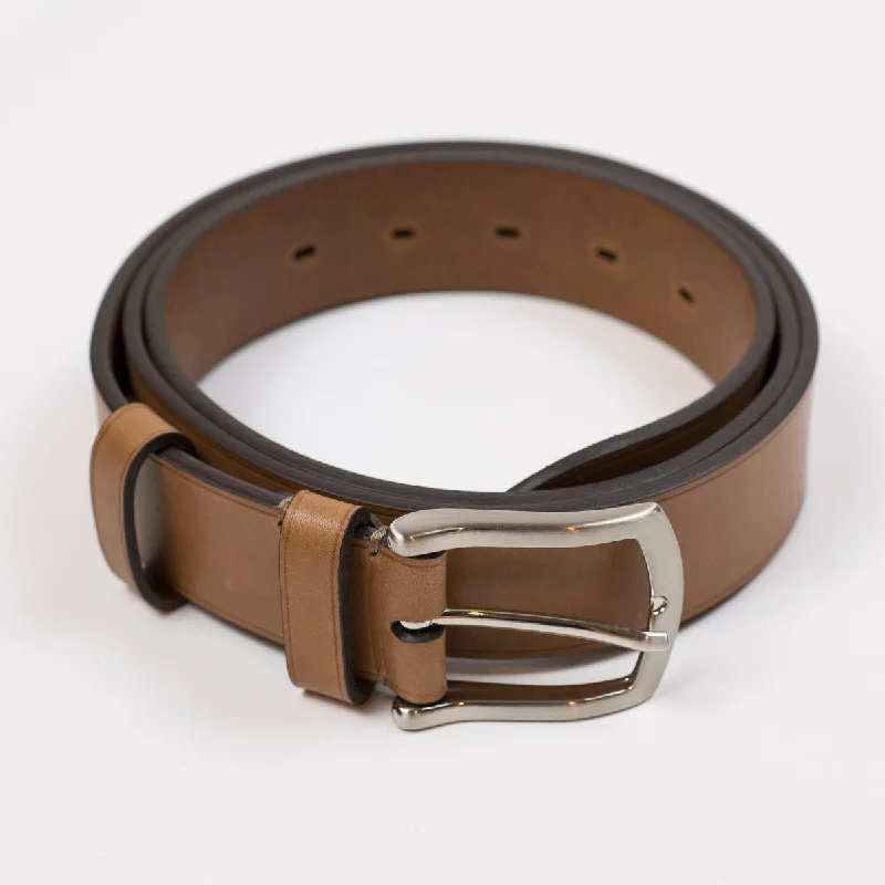 Unique embossed leather belt-Honey brown calf Olimpo casual belt