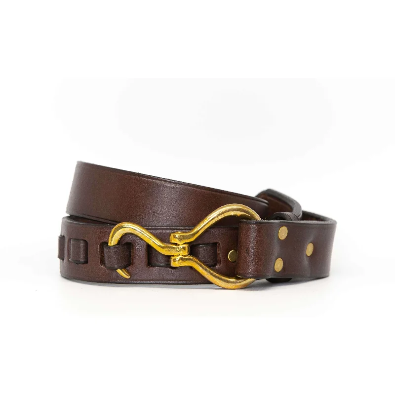 Wide suede snakeskin belt-Brown Hoof Pick Belt