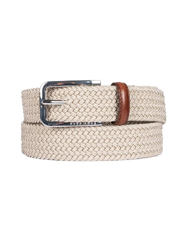 Unique vintage silver buckle-Clorio Casual Belt Beige