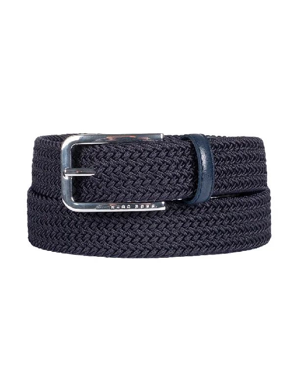 Minimalist beige leather buckle-Clorio Casual Belt Navy