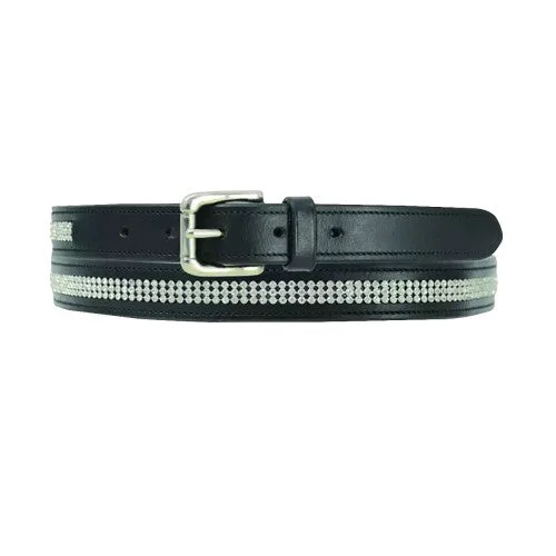 Elegant gold leather belt-Hy Womens/Ladies Crystal Diamante Leather Belt