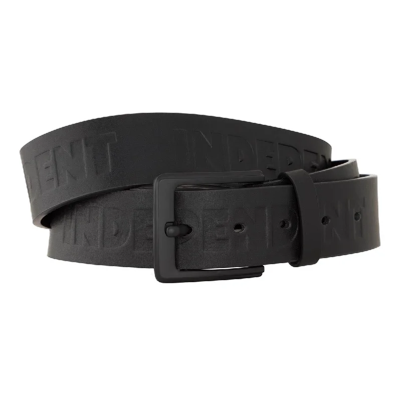 Modern silver suede belt-Independent Bar Logo Polyurethane Belt - Black