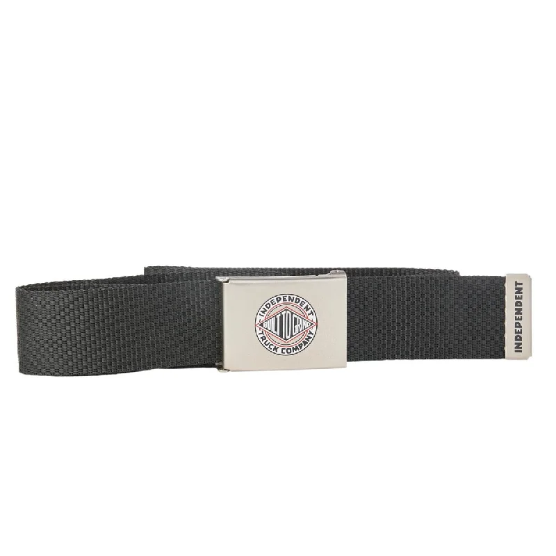 Rustic tan leather buckle-Independent BTG Summit Web Belt - Black