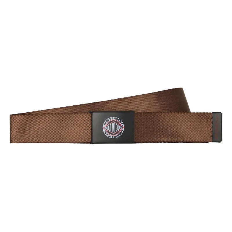 Elegant black patent buckle-Independent BTG Summit Web Belt - Brown