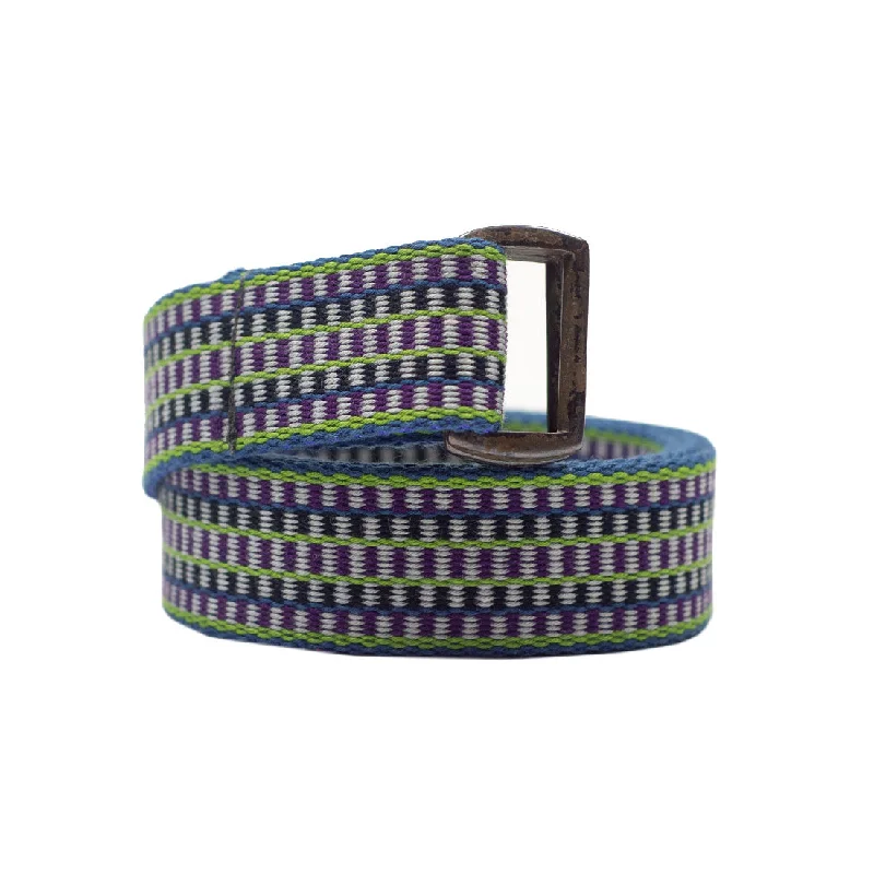 Elegant patent leather belt-Irish fisherman's "crios" belt in "Meabh" purple, green, and blue