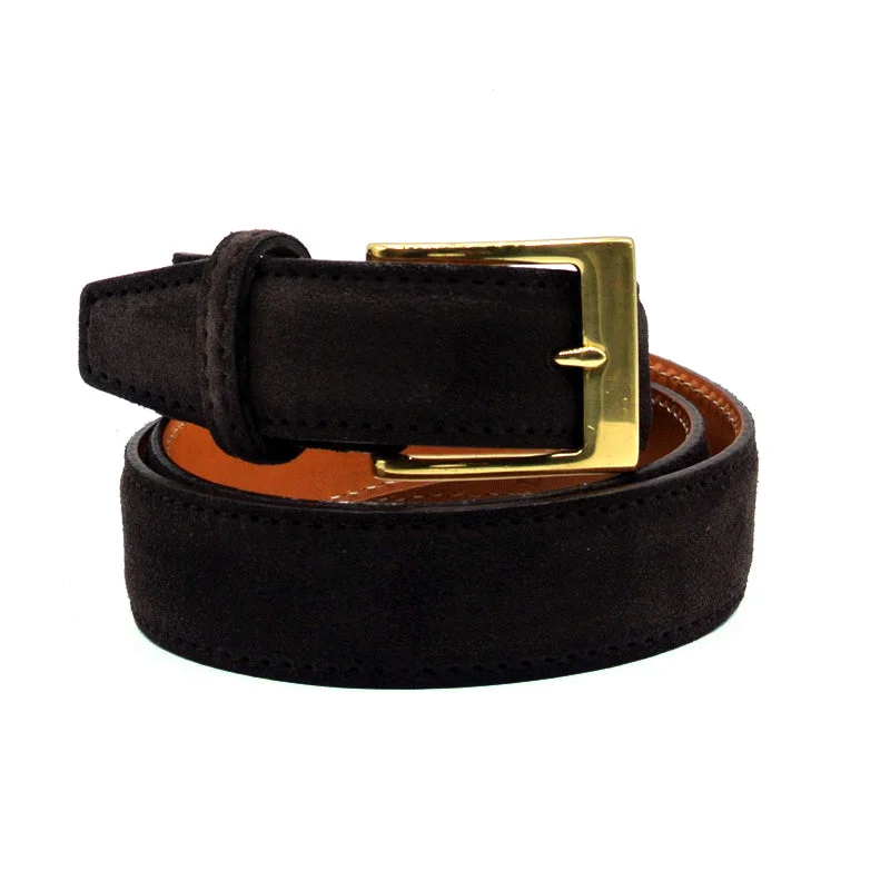 Rustic brown fabric belt-76-255-ESP Italian Sueded Calfskin Belt Espresso