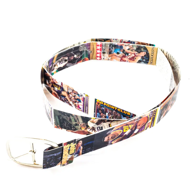 Slim patent floral belt-Karl Malone & John Stockton Basketball Card Belt