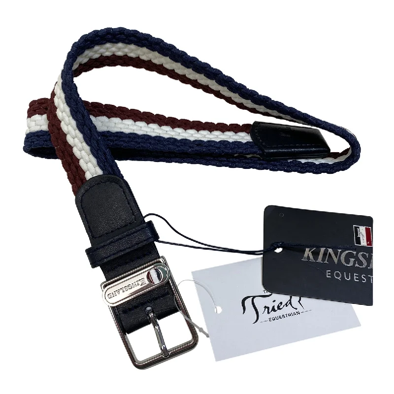 Unique double buckle belt-Kingsland 'Brinley' Belt in Navy/White/Burgundy - Children's Small