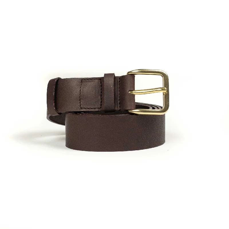 Vintage cotton striped belt-Belt in coffee brown suportlo leather