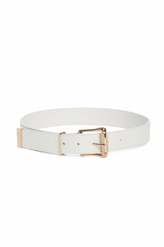 Handcrafted corduroy gray belt-Laird Belt in White Leather