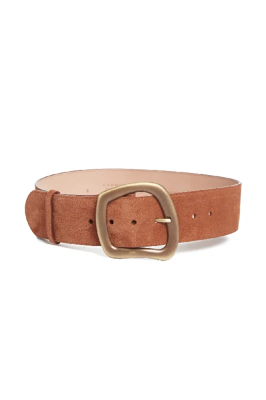 Wide suede snakeskin belt-Large Simone Belt in Brown Suede