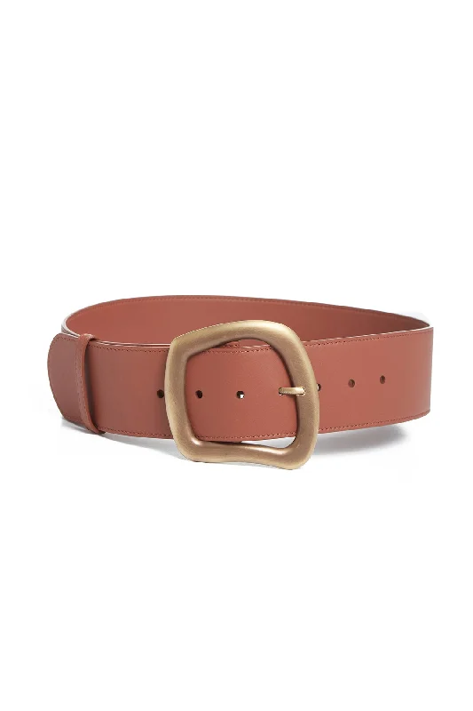 Contemporary stretch canvas belt-Large Simone Belt in Cognac Leather