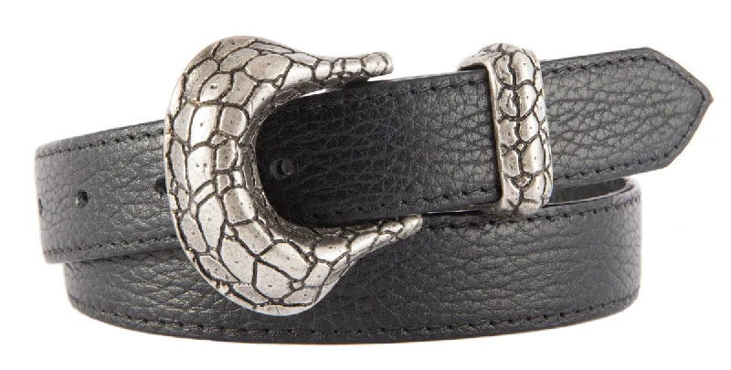 Wide suede snakeskin belt-The Croc Belt