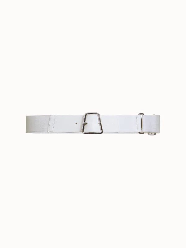 Minimalist gray leather buckle-Leather and Elastic Belt with Trapezoid Buckle