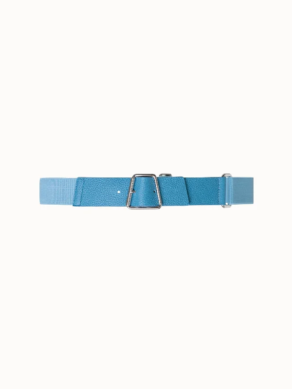 Wide suede studded belt-Leather and Elastic Belt with Trapezoid Buckle