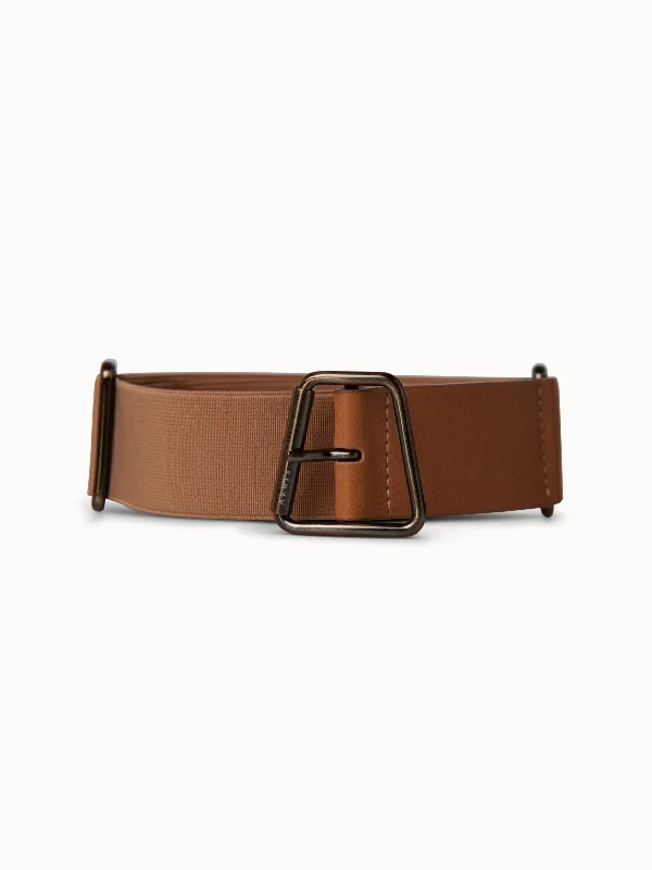 Handmade suede braided belt-Leather and Elastic Belt with Trapezoid Buckle