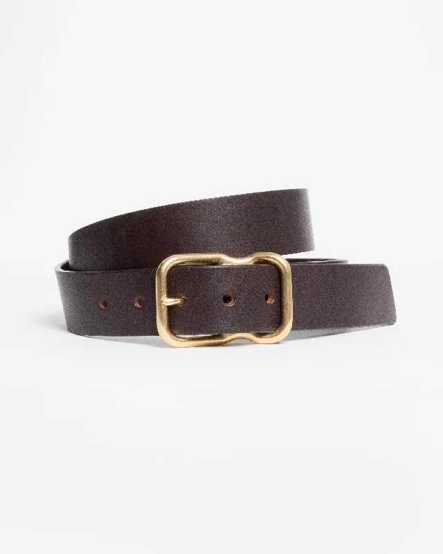 Wide suede cowboy belt-112 Signature Leather Belt - Black - Brass