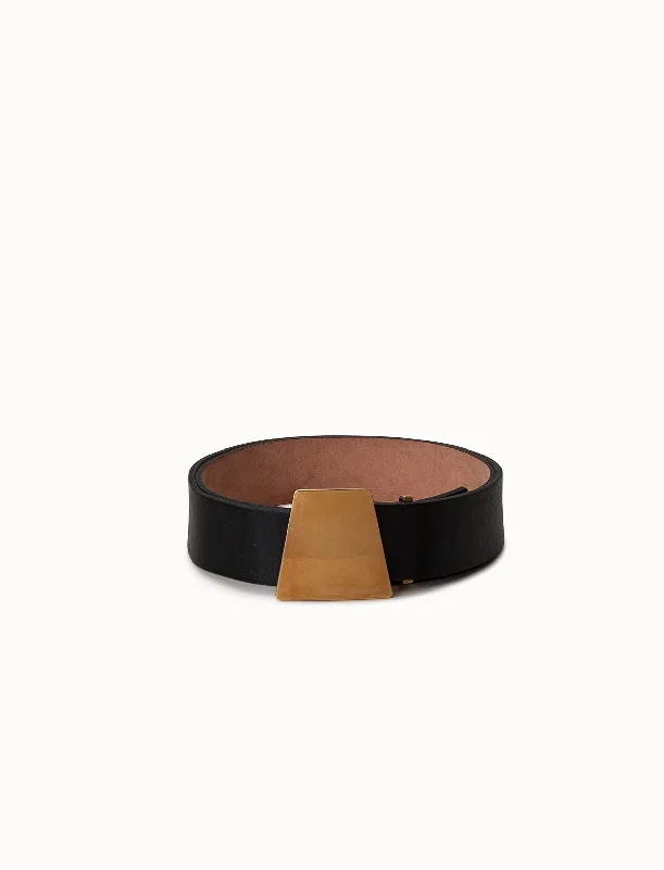 Unique reversible gray belt-Leather Belt with Trapezoid Buckle