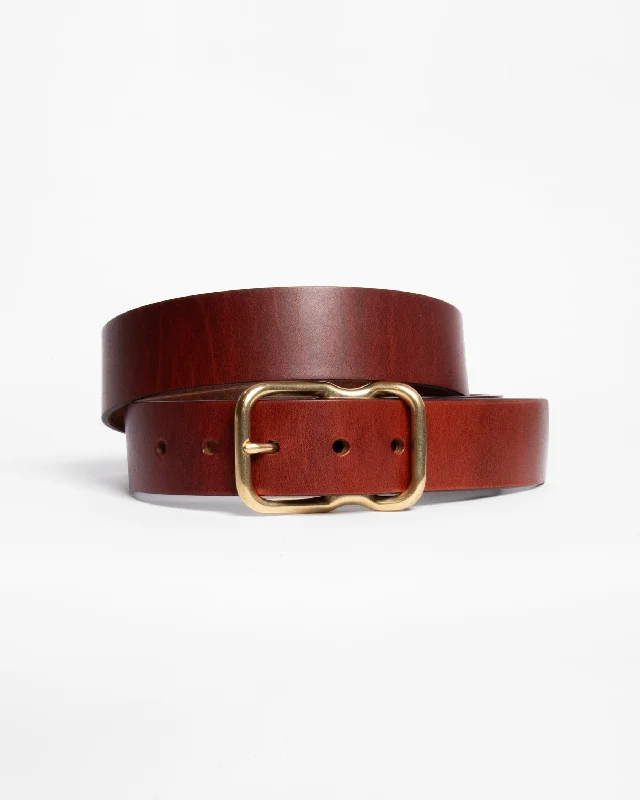 Slim canvas floral belt-112 Signature Leather Belt - Chestnut - Brass