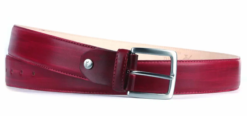 Unique reversible gray belt-Leather Belt Custom Patina Oxblood